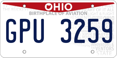 OH license plate GPU3259