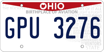 OH license plate GPU3276