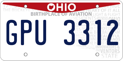 OH license plate GPU3312