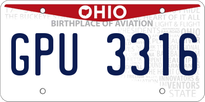 OH license plate GPU3316