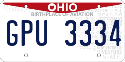 OH license plate GPU3334
