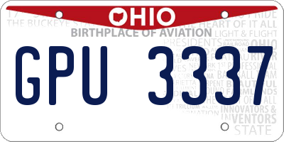 OH license plate GPU3337