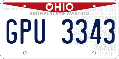 OH license plate GPU3343