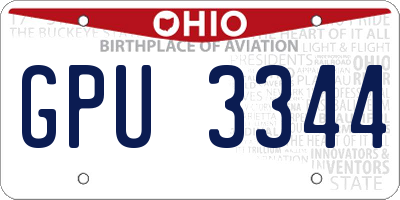 OH license plate GPU3344