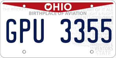 OH license plate GPU3355