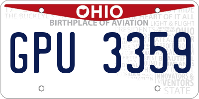 OH license plate GPU3359