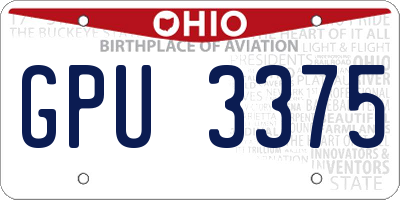 OH license plate GPU3375