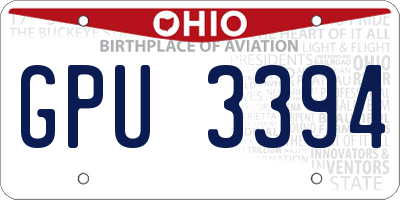 OH license plate GPU3394