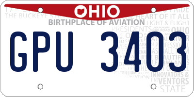 OH license plate GPU3403