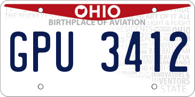 OH license plate GPU3412