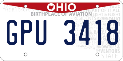 OH license plate GPU3418