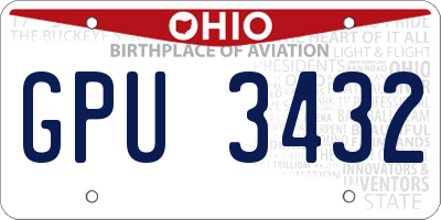 OH license plate GPU3432