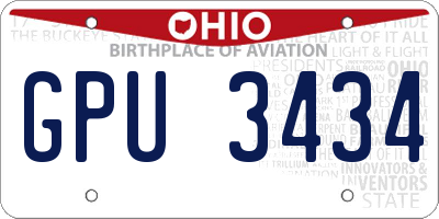 OH license plate GPU3434