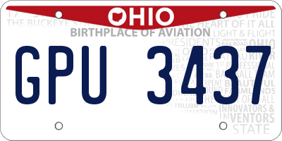 OH license plate GPU3437