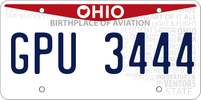OH license plate GPU3444