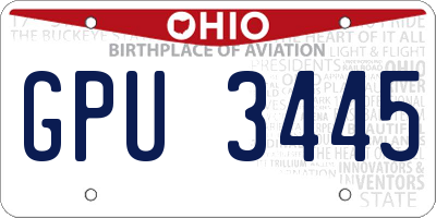 OH license plate GPU3445