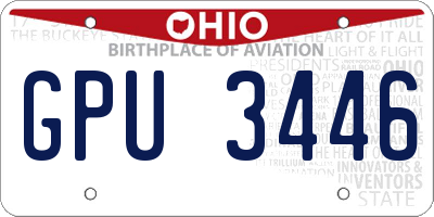 OH license plate GPU3446