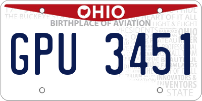 OH license plate GPU3451