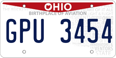 OH license plate GPU3454
