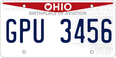OH license plate GPU3456