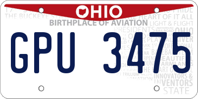 OH license plate GPU3475