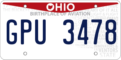 OH license plate GPU3478