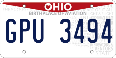 OH license plate GPU3494