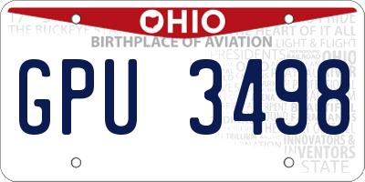 OH license plate GPU3498