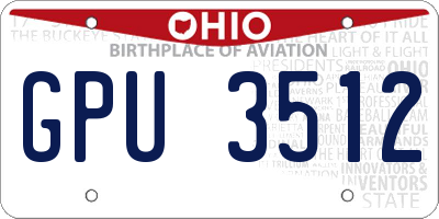 OH license plate GPU3512
