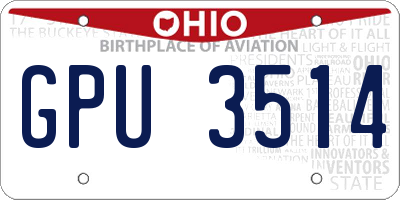 OH license plate GPU3514