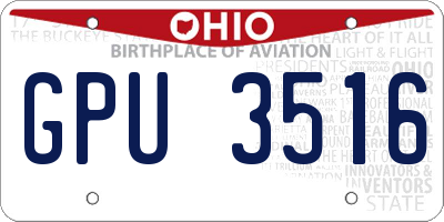 OH license plate GPU3516