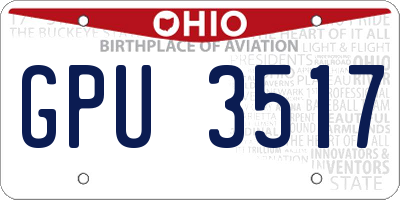 OH license plate GPU3517
