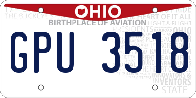 OH license plate GPU3518