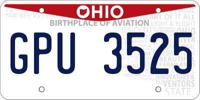 OH license plate GPU3525