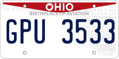 OH license plate GPU3533