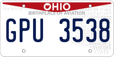 OH license plate GPU3538