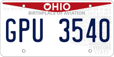 OH license plate GPU3540