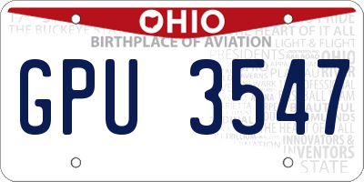 OH license plate GPU3547