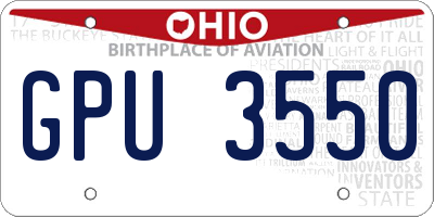 OH license plate GPU3550