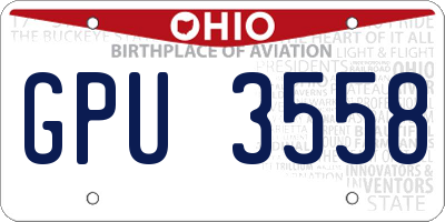 OH license plate GPU3558
