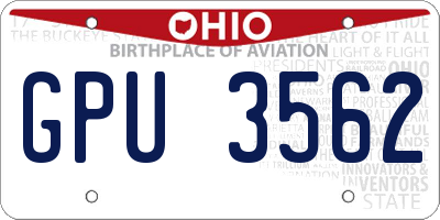OH license plate GPU3562