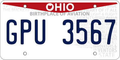 OH license plate GPU3567