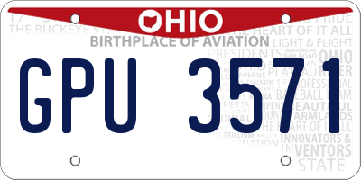 OH license plate GPU3571