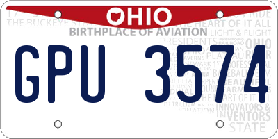 OH license plate GPU3574