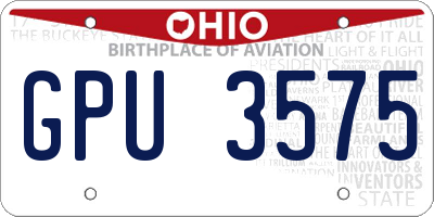 OH license plate GPU3575