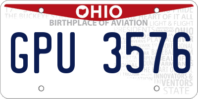 OH license plate GPU3576