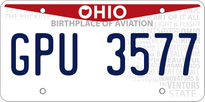 OH license plate GPU3577