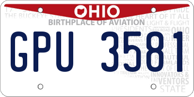 OH license plate GPU3581
