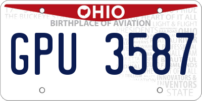 OH license plate GPU3587