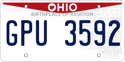 OH license plate GPU3592